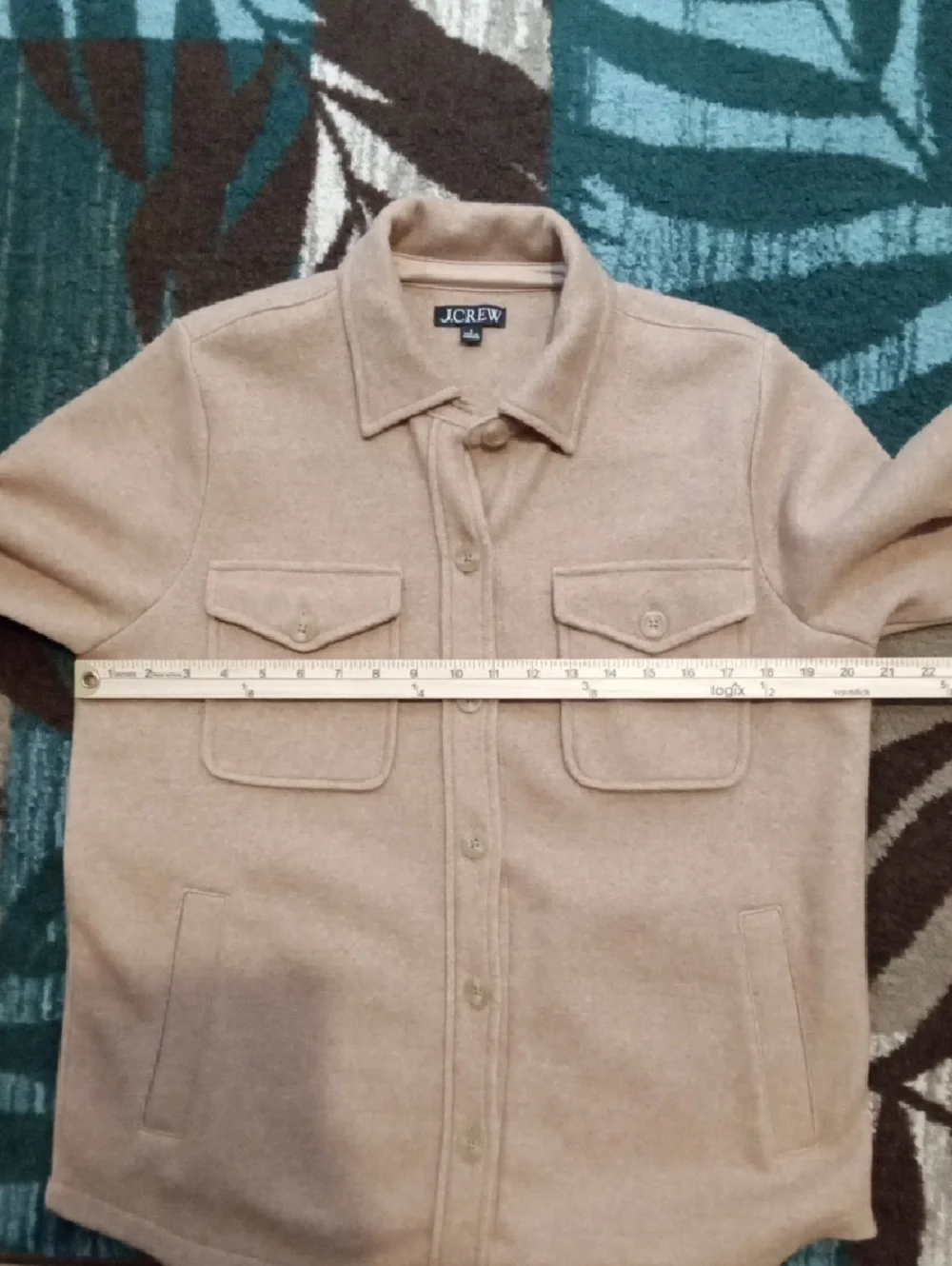 J.Crew Camel Button-Up Shirt Jacket Wool Blend Layering Neutral Quiet Luxury S